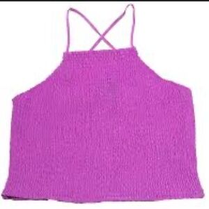 A New Day NWT 3X Vibrant Lighter Purple Women's Smocked Crop Spaghetti Strap Top